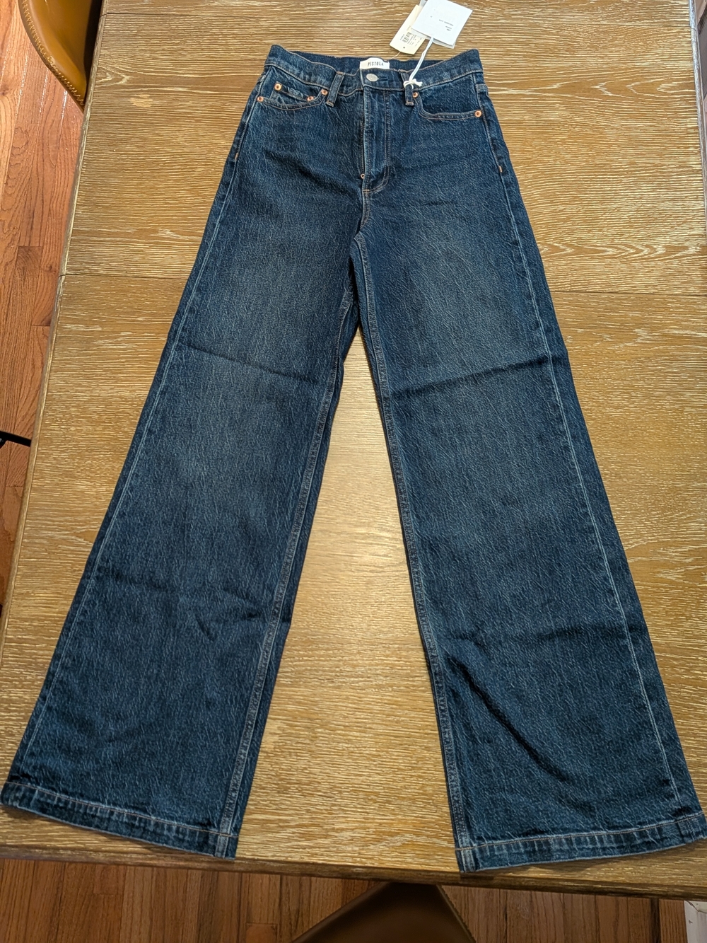 pistola Dark Blue High-Rise Wide Leg Jeans
